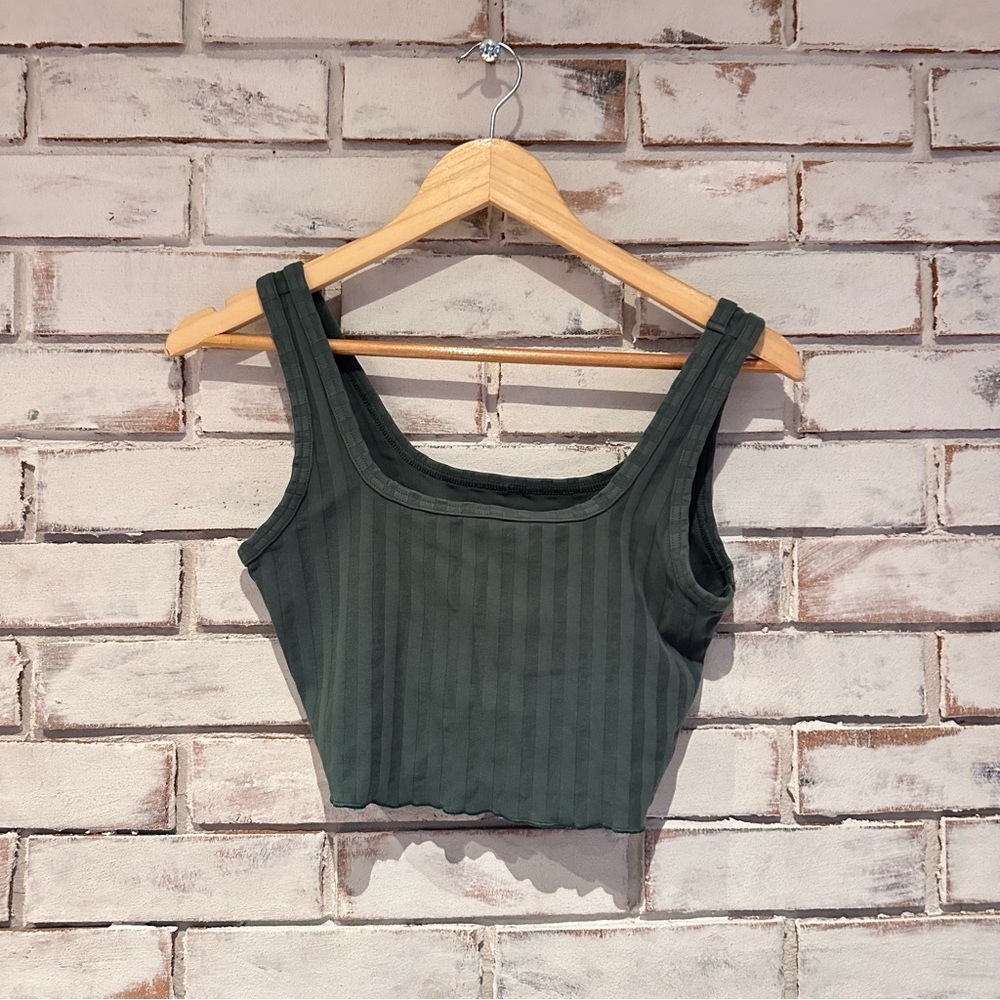Aerie offline green stripe crop tank